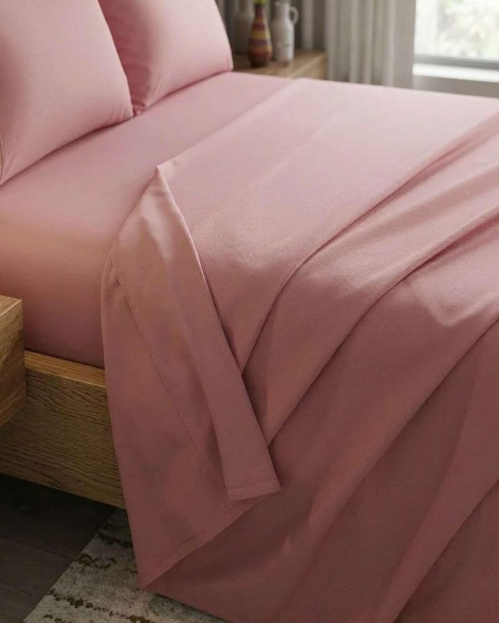 JUEGO DE SABANAS DE 200 HILOS  2 PLAZAS ROSA-3