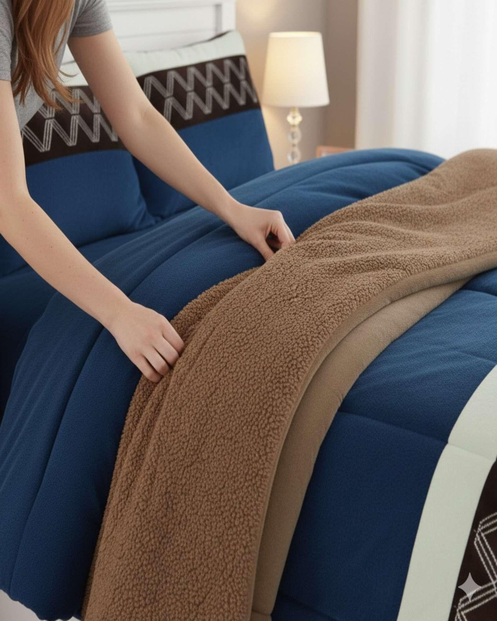 Cubrecama de invierno Plush con Chiporro 2 Plazas azul-2