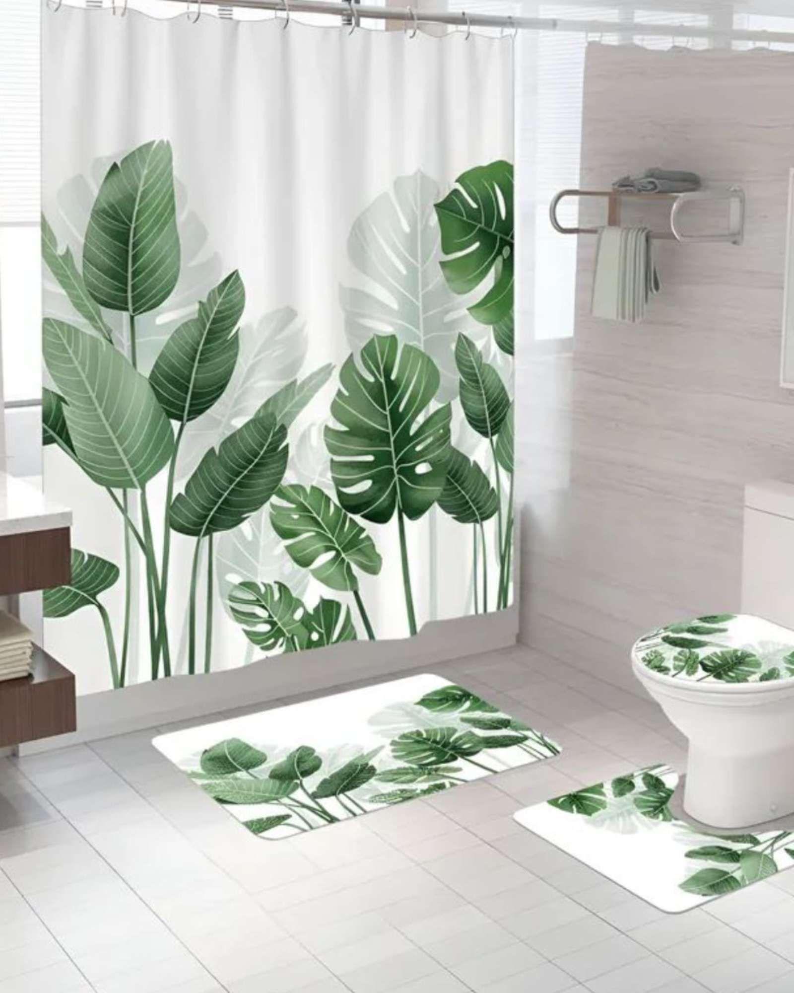 Juego de Baño Completo 5 Piezas Cortina de Tela y Forro de Ducha C2-3