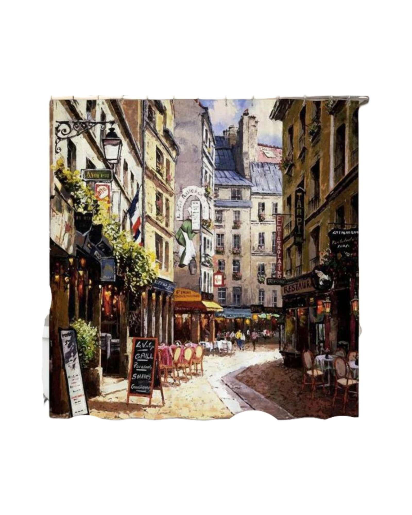 Juego de Cortina de Baño Tela Género + Forro Impermeable T25-4