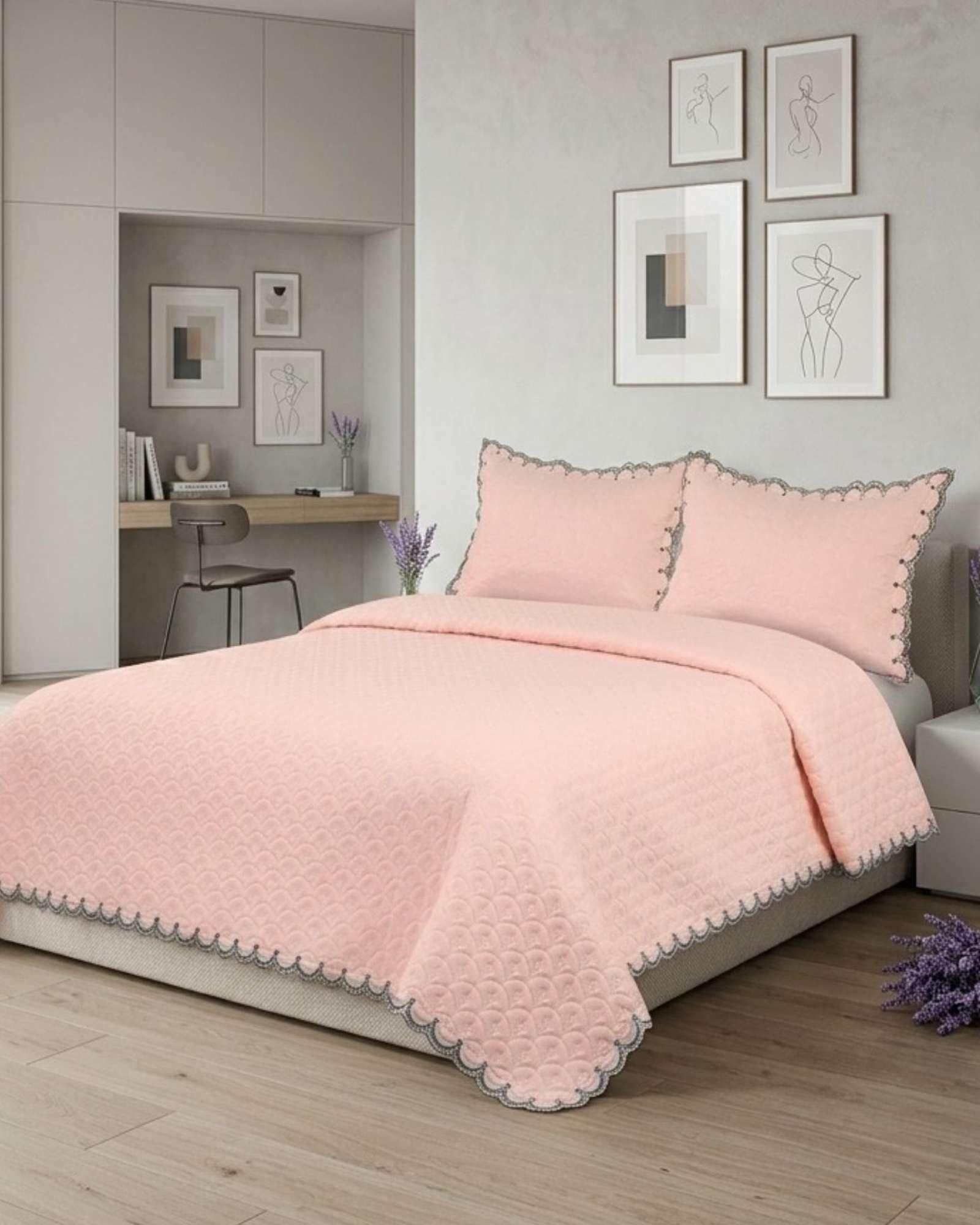 Cubrecama Quilt Diseño Escamas 2 Plazas + Fundas02-4