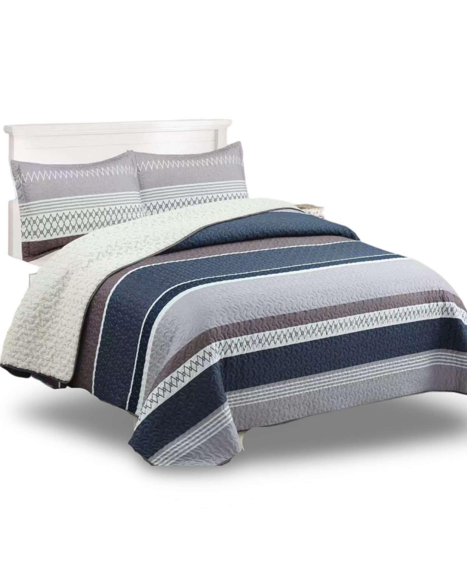CUBRECAMA QUILT ELEGANTE CON SHERPA 2 PLAZA 230 CM X 250 CM B4-3