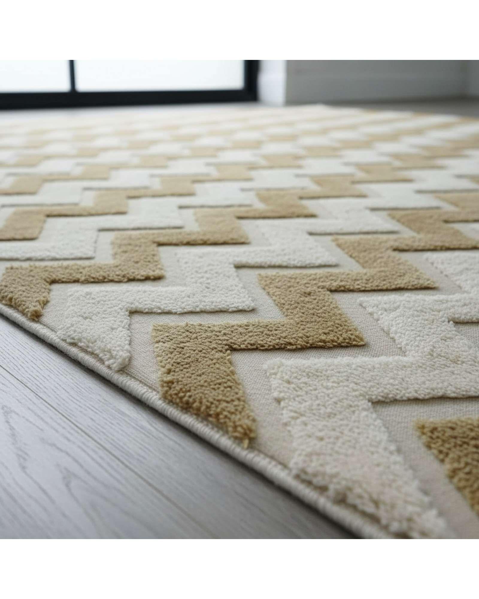 ALFOMBRA TEXTURIZADA DISEÑO JACQUARD ANTIDESLIZANTE 180X200 CM A09-2