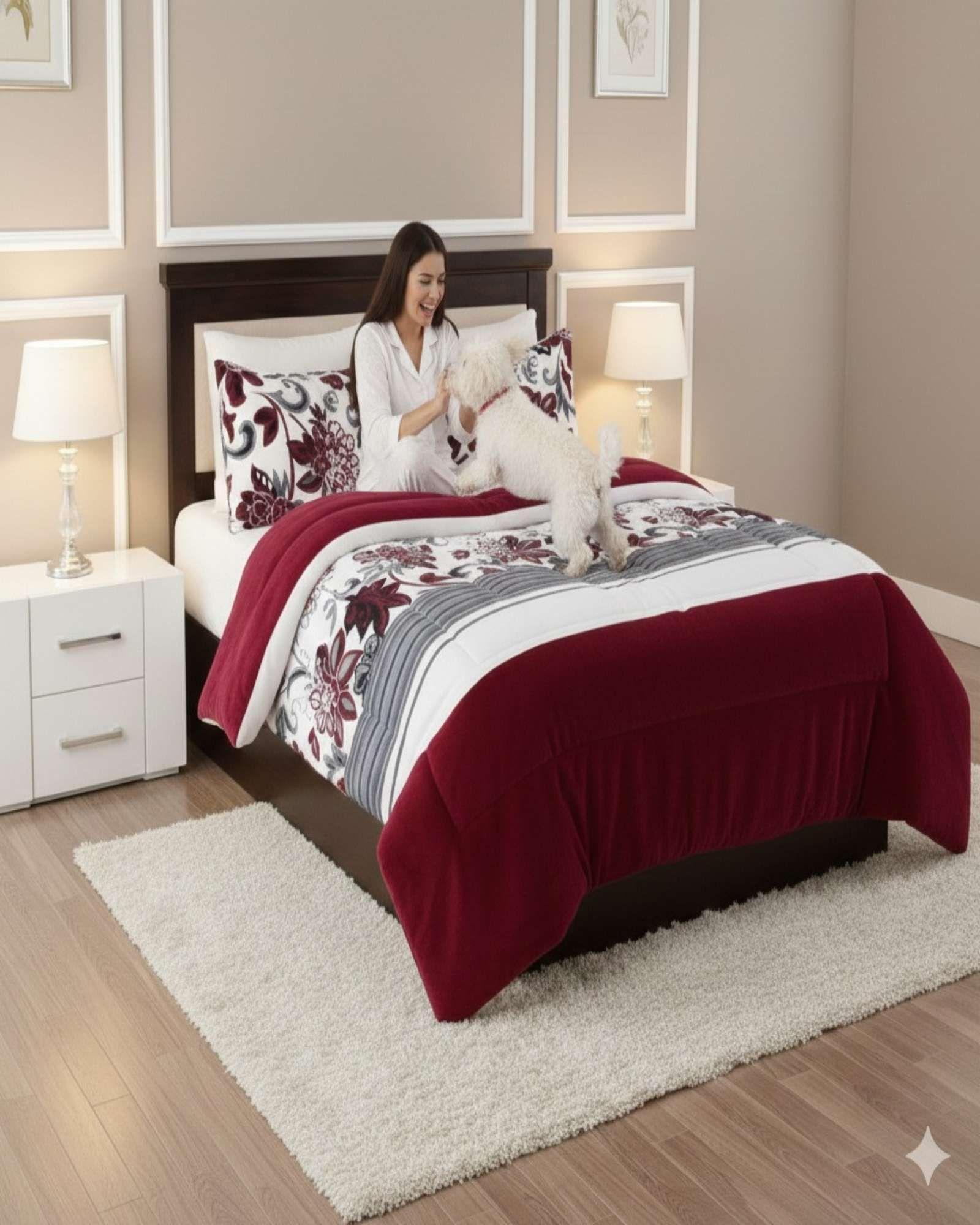 Cubrecama Plush con  Chiporro 2 Plazas burdeo-4