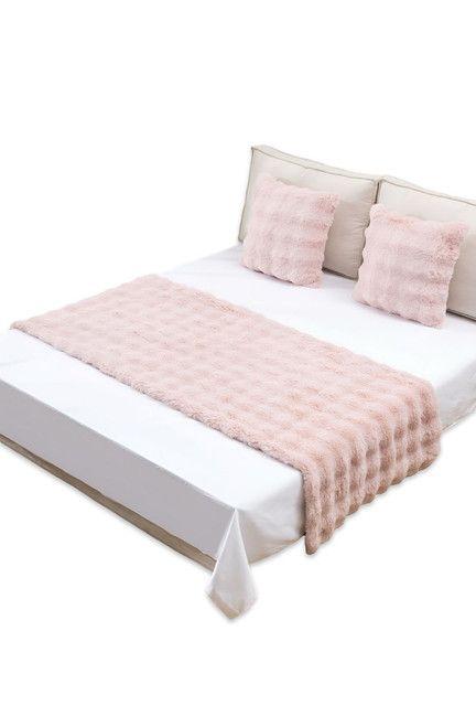 JUEGO DE PIECERA DE CAMA CON 2 FUNDAS MODELO BURBUJA ROSADO-2