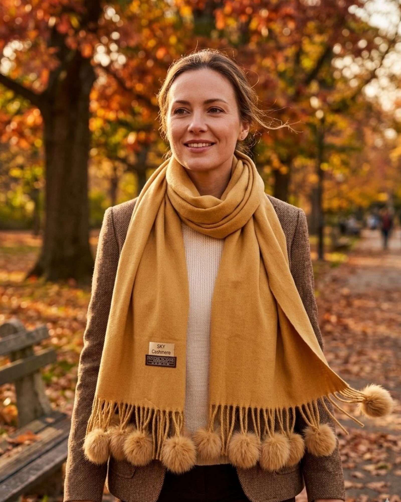 Bufanda Chalón Premium Con Pompones Tacto Cashmere03-0