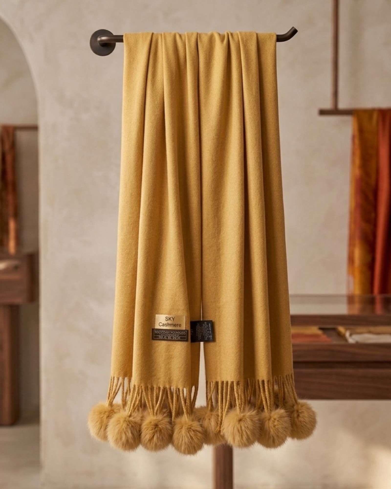 Bufanda Chalón Premium Con Pompones Tacto Cashmere03-2