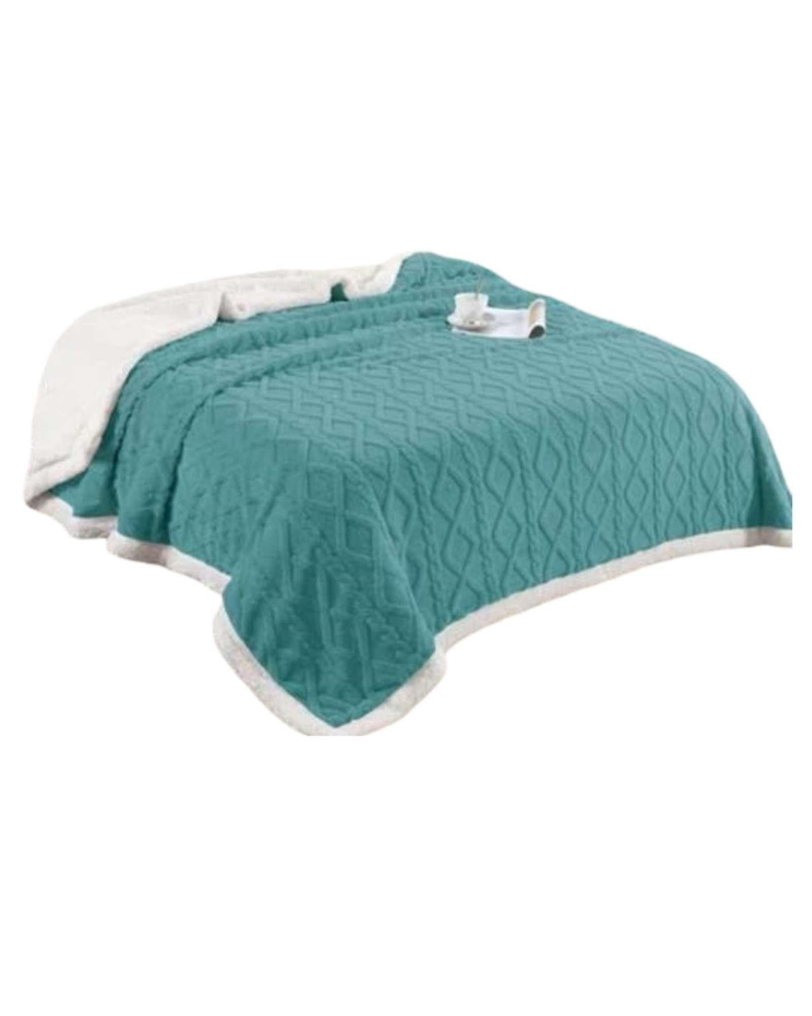 Frazada Manta Polar Sherpa Térmica King verde A1-3