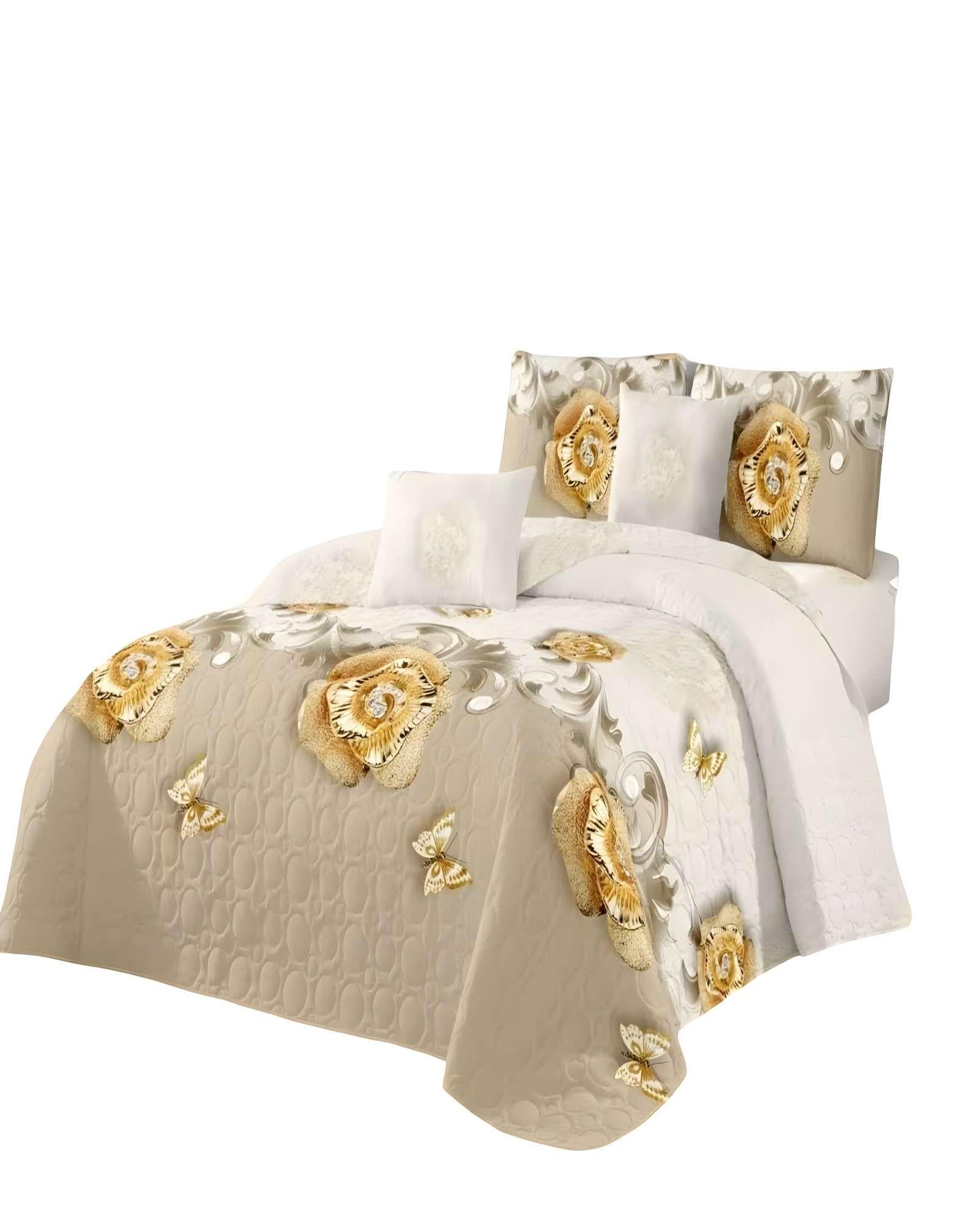 CUBRECAMA CON DISEÑOS  KING 250 X 270 CM + 2 ALMOHADAS P06-2