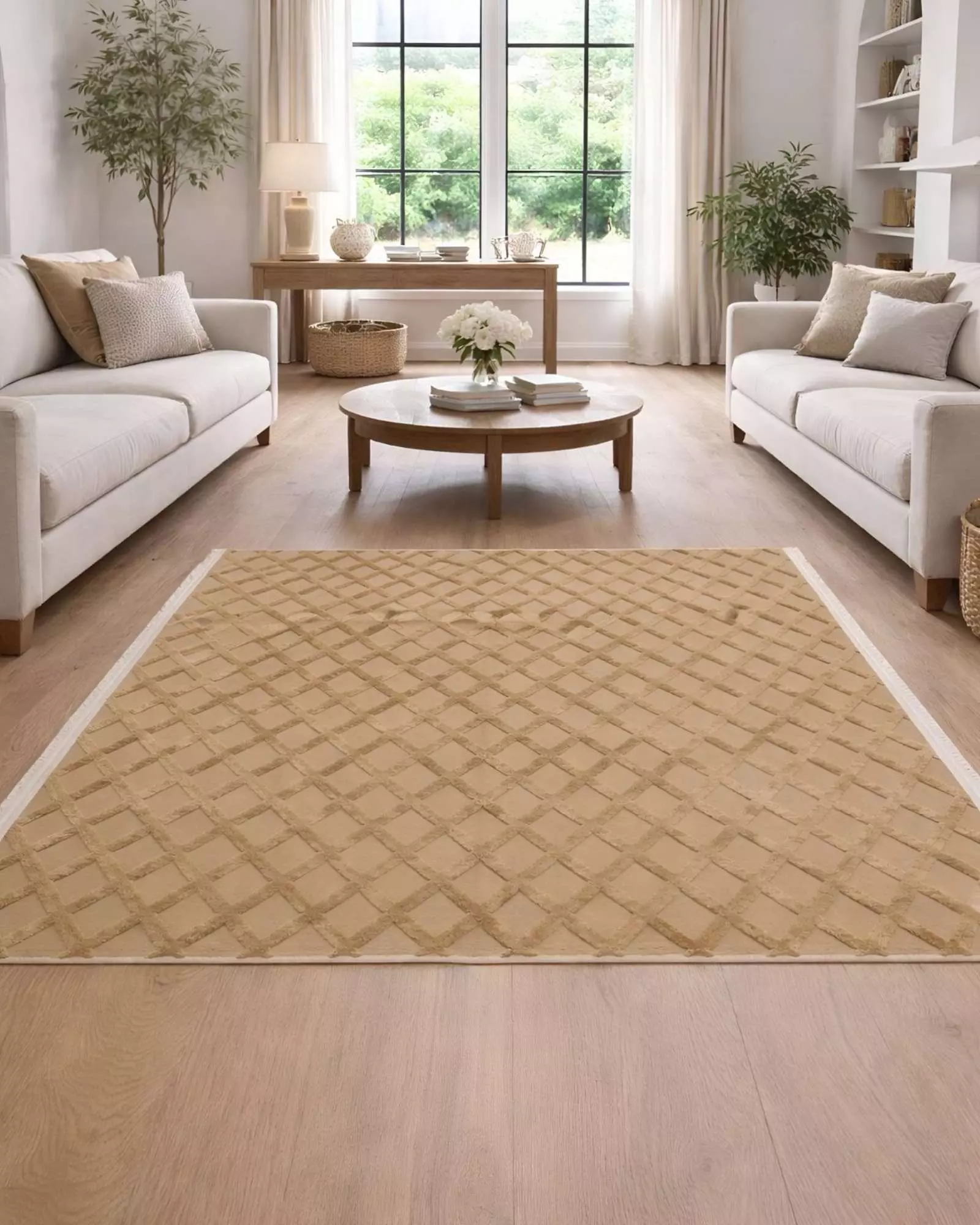 ALFOMBRA JACQUARD TEXTURIZADA CON DISEÑO Y FLECOS 200X240 CM A20-2