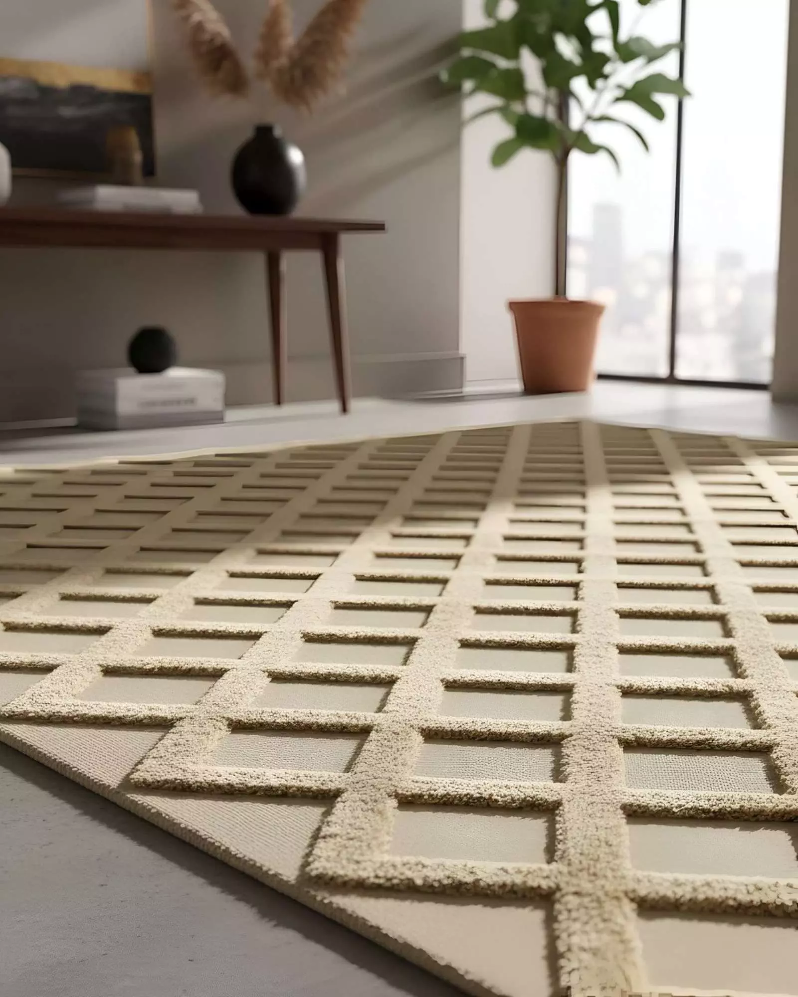 ALFOMBRA JACQUARD TEXTURIZADA CON DISEÑO Y FLECOS 200X240 CM A20-3