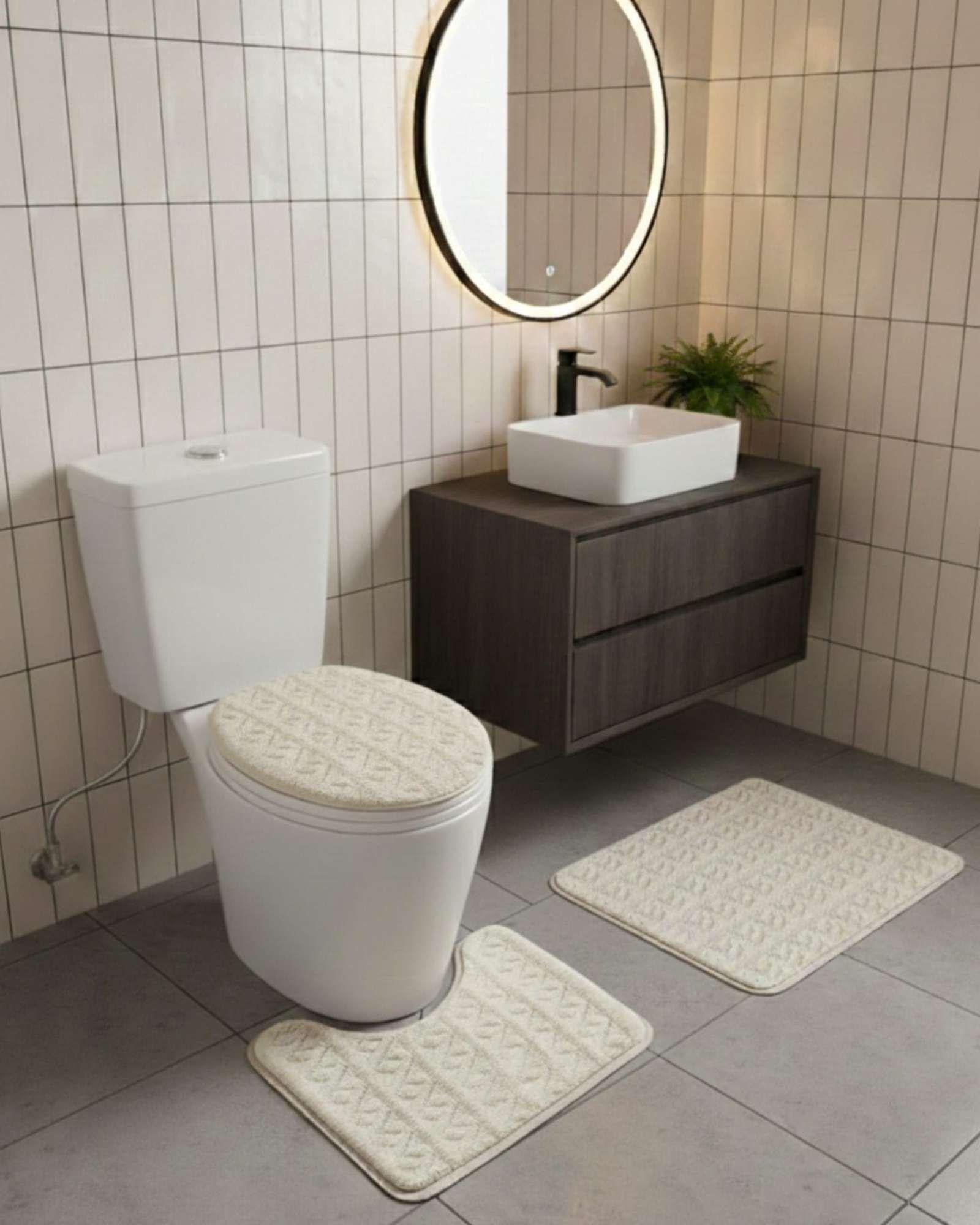 SET DE BAÑO 3 PIEZAS PREMIUM COLECCIÓN TEXTURAS Y ESTILOS A1-2