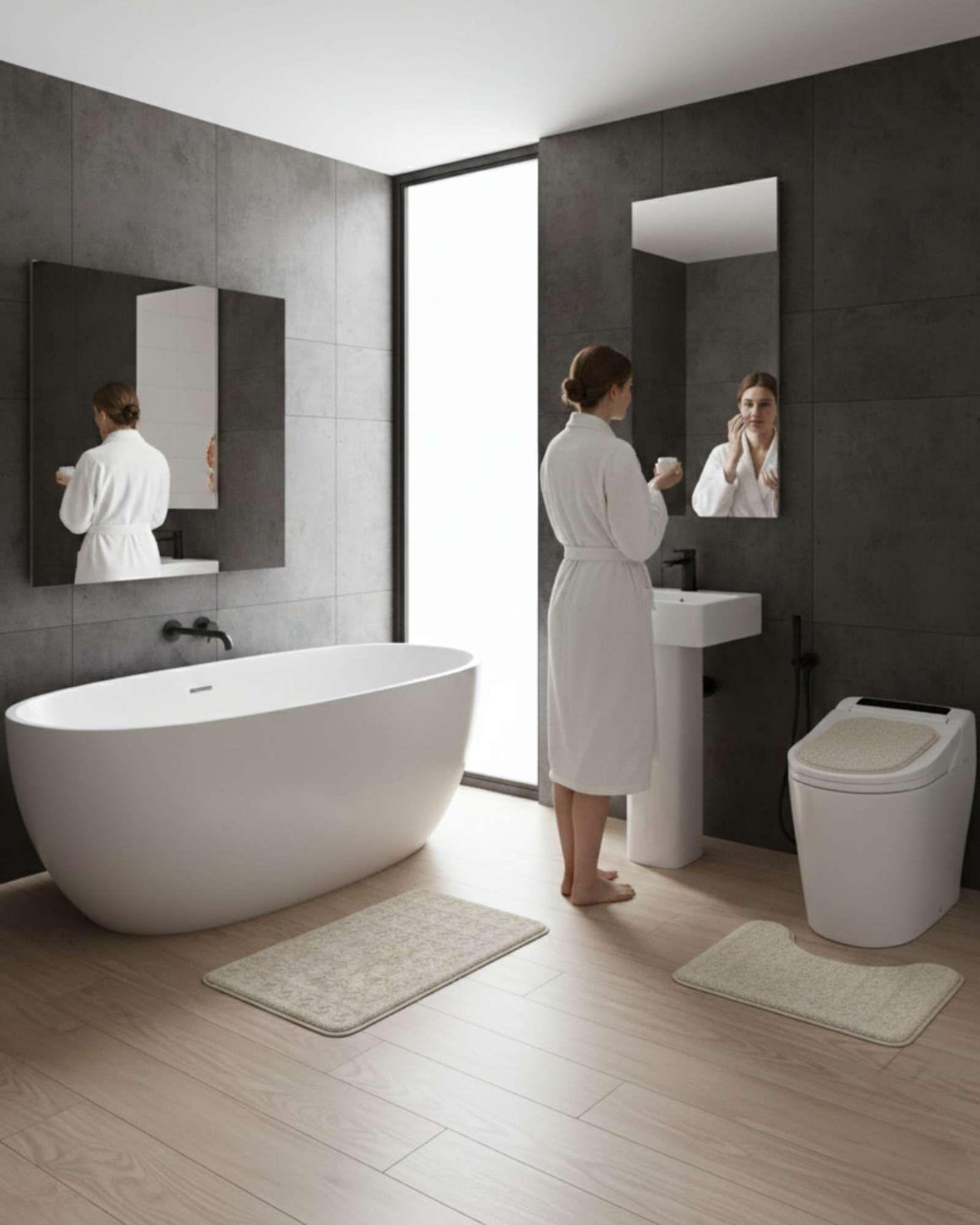 SET DE BAÑO 3 PIEZAS PREMIUM COLECCIÓN TEXTURAS Y ESTILOS A1-3