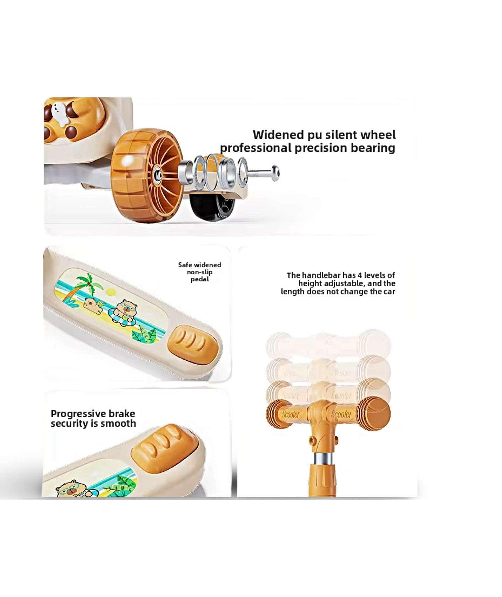 Scooter para niños con diseño de Capibara Café-3