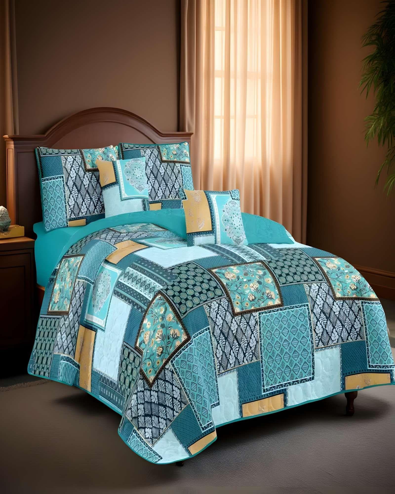 CUBRECAMA CON DISEÑOS  KING 250 X 270 CM + 2 ALMOHADAS P02-3