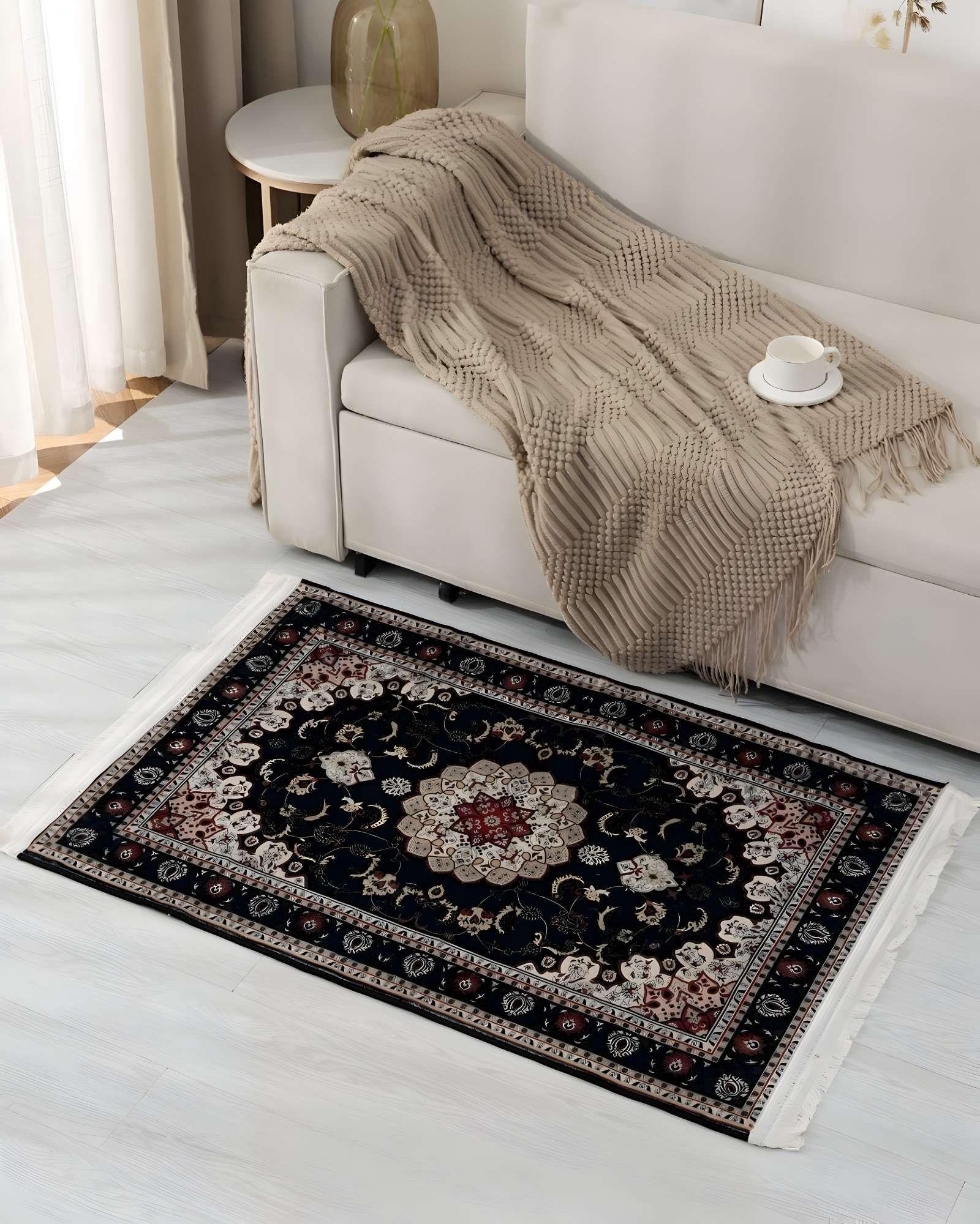 ALFOMBRA DECORATIVA CON FLEQUILLOS 80X120 NEGRO-2