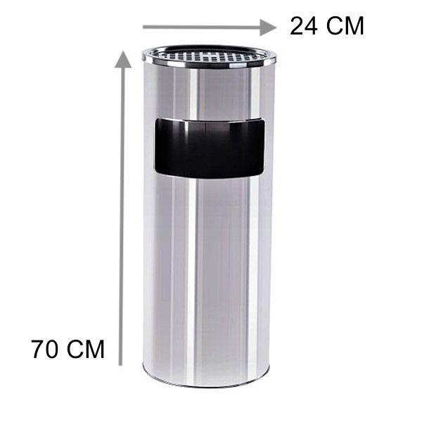 Basurero metálico acero Inoxidable 30 Litros con cenicero-2
