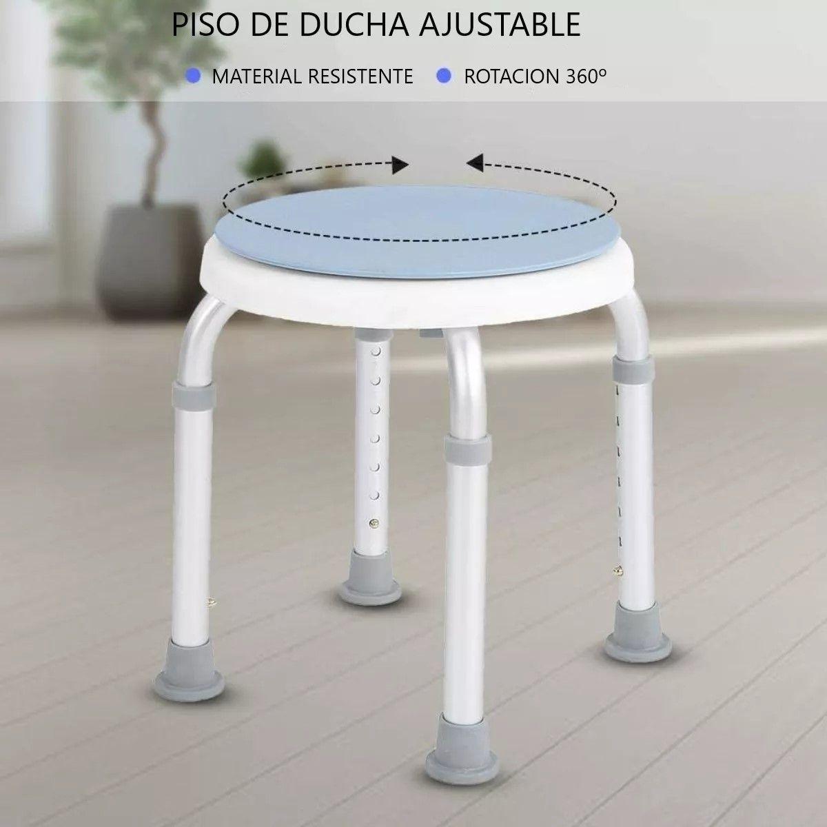 Piso Silla De Ducha Giratorio Redondo Altura Ajustable-5