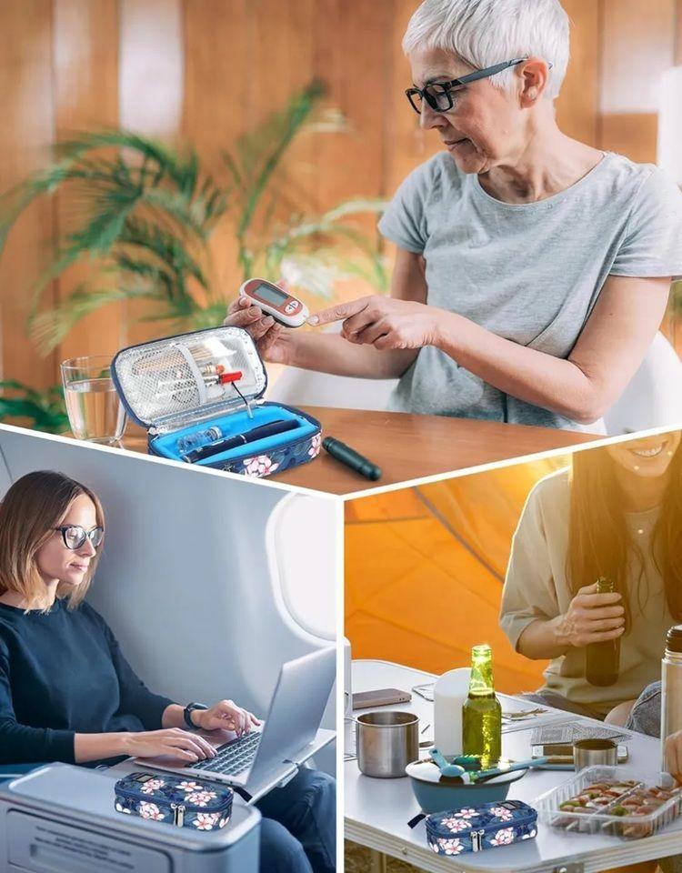 Bolso Estuche Cooler Porta Insulina Refrigerante Para Viaje Flores Magnolia-4