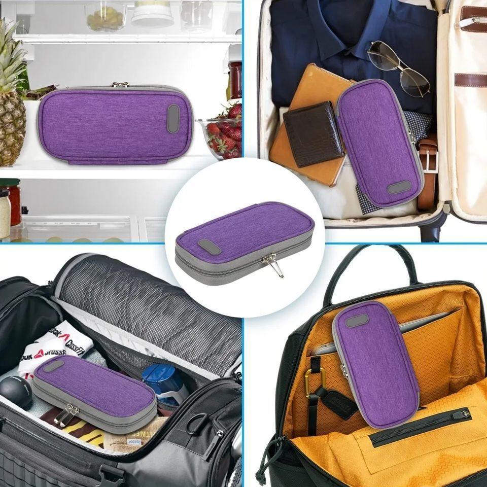 Bolso Para Viaje Estuche Cooler Porta Insulina Refrigerante Tela Morado-4