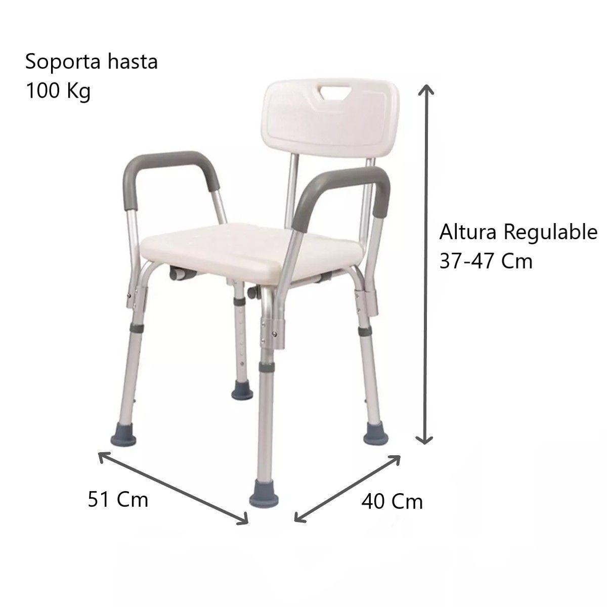 Silla De Ducha Para Baño Con Apoyabrazos Y Respaldo Portatil-2