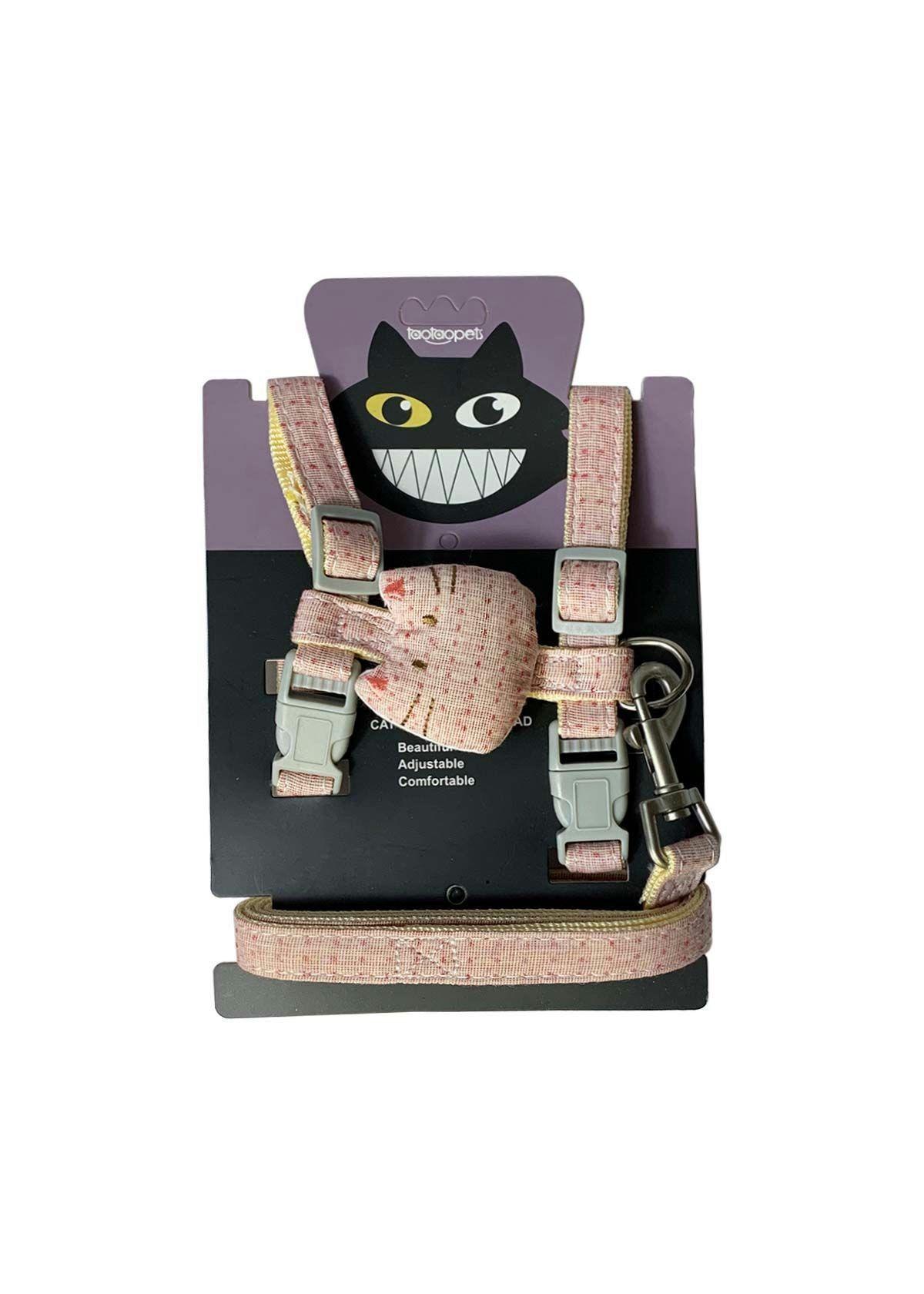 Arnes Transpirable Ajustable + Correa Rosado Mascotas Perros Gatos-1