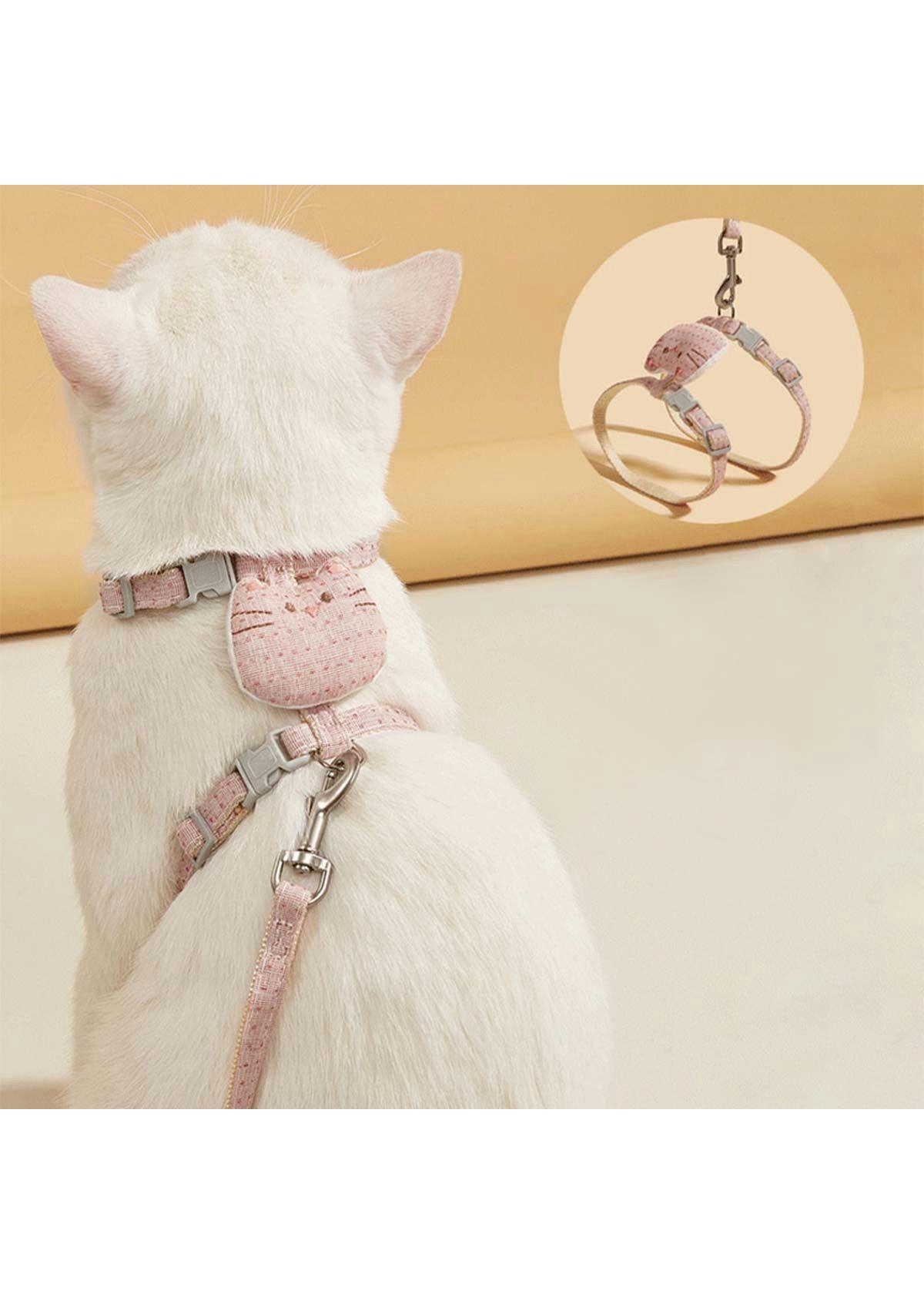 Arnes Transpirable Ajustable + Correa Rosado Mascotas Perros Gatos-4