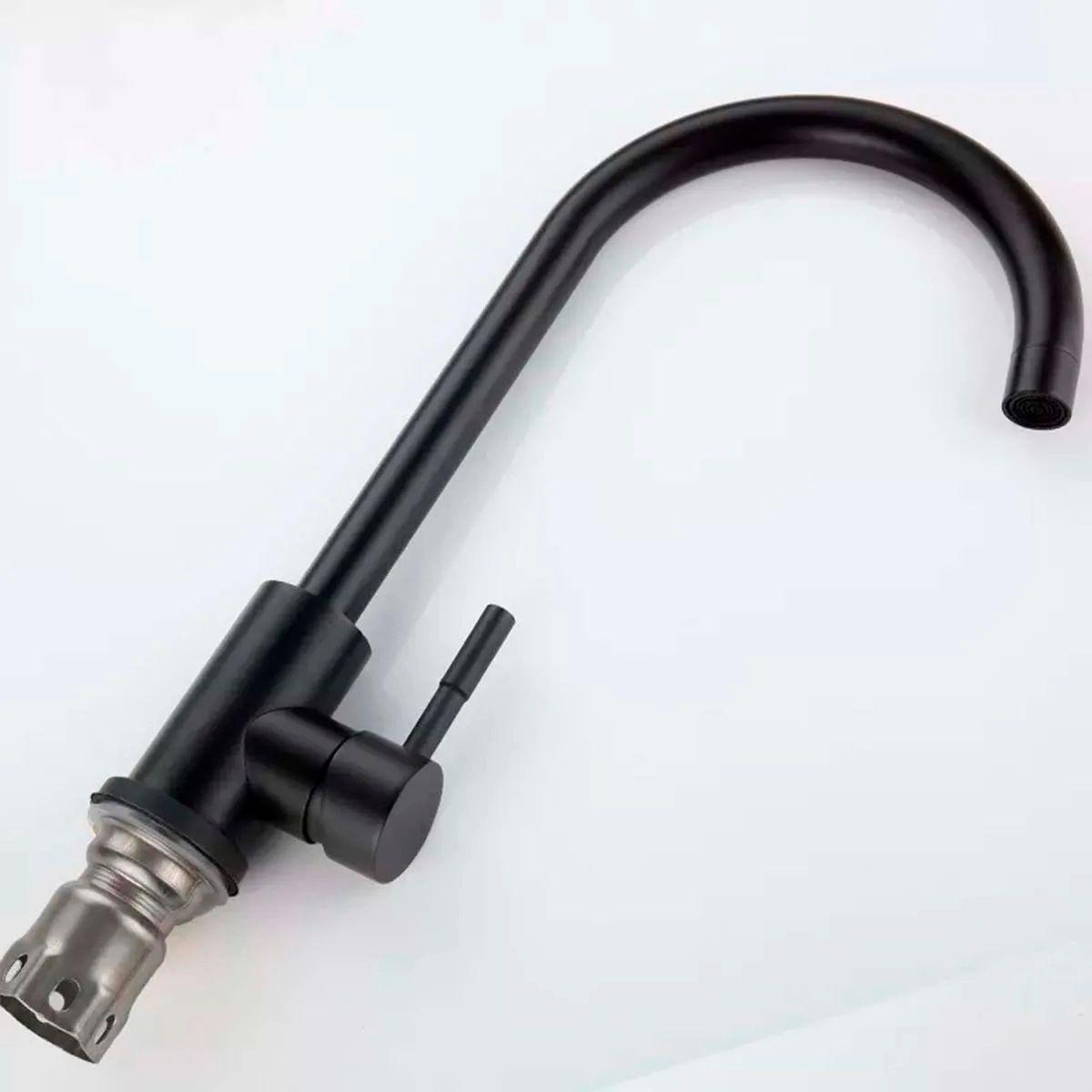 Llave Grifería Lavaplatos Cuello Simple Negro Monomando Tap10-1
