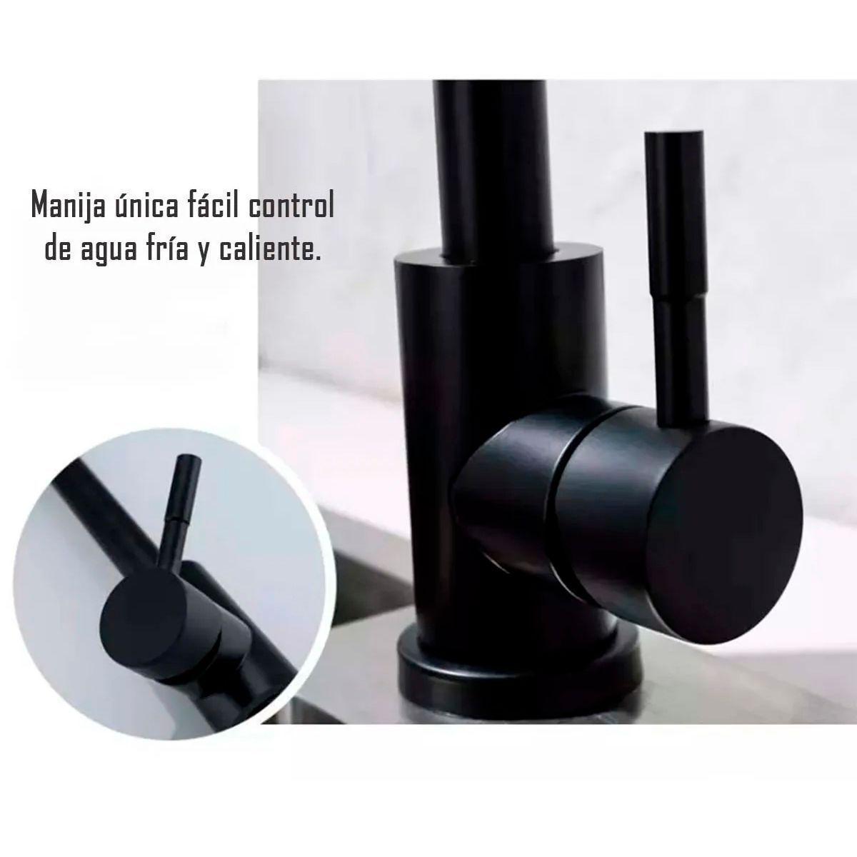 Llave Grifería Lavaplatos Cuello Simple Negro Monomando Tap10-3