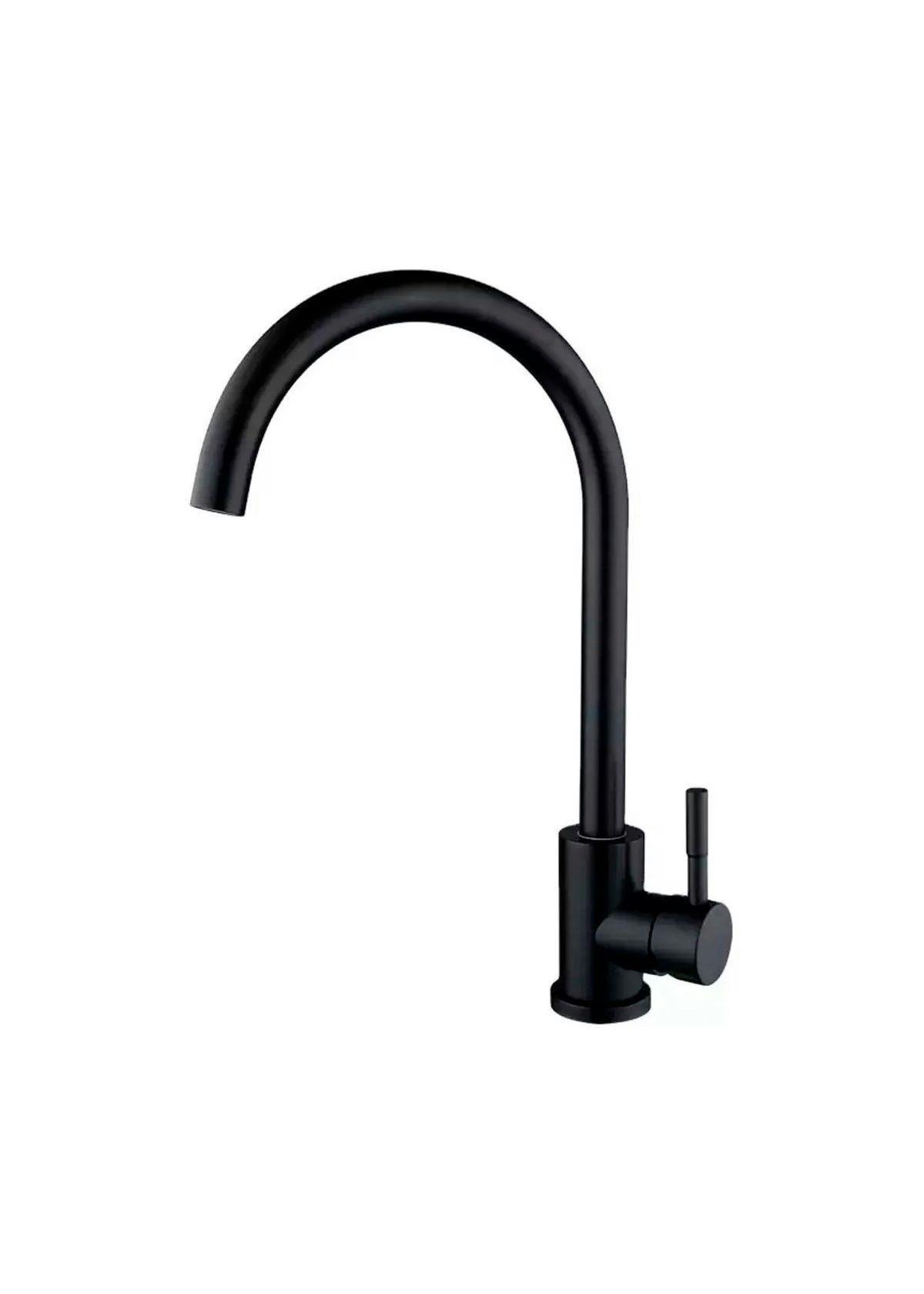Llave Grifería Lavaplatos Cuello Simple Negro Monomando Tap10-0