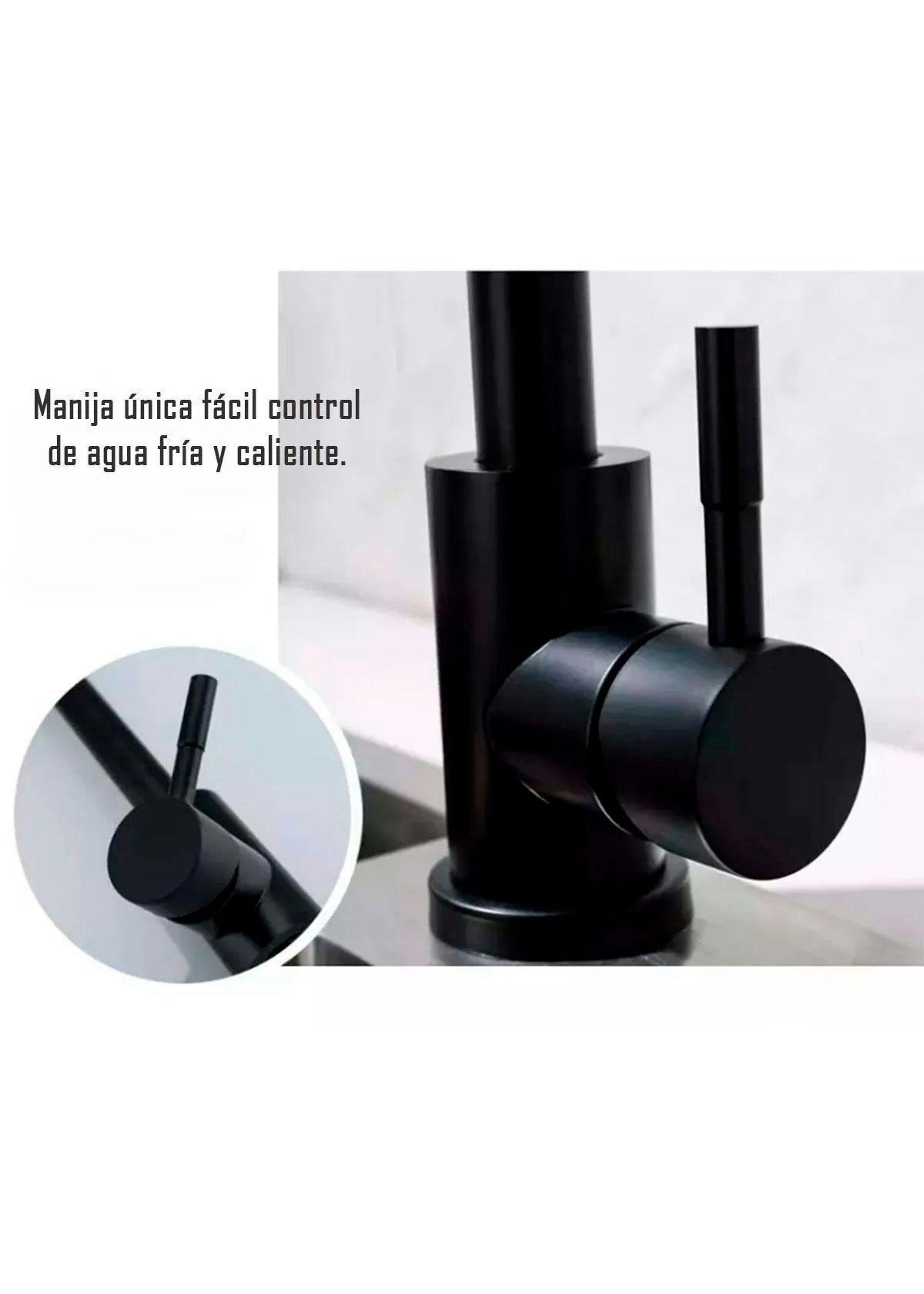 Llave Grifería Lavaplatos Cuello Simple Negro Monomando Tap10-3