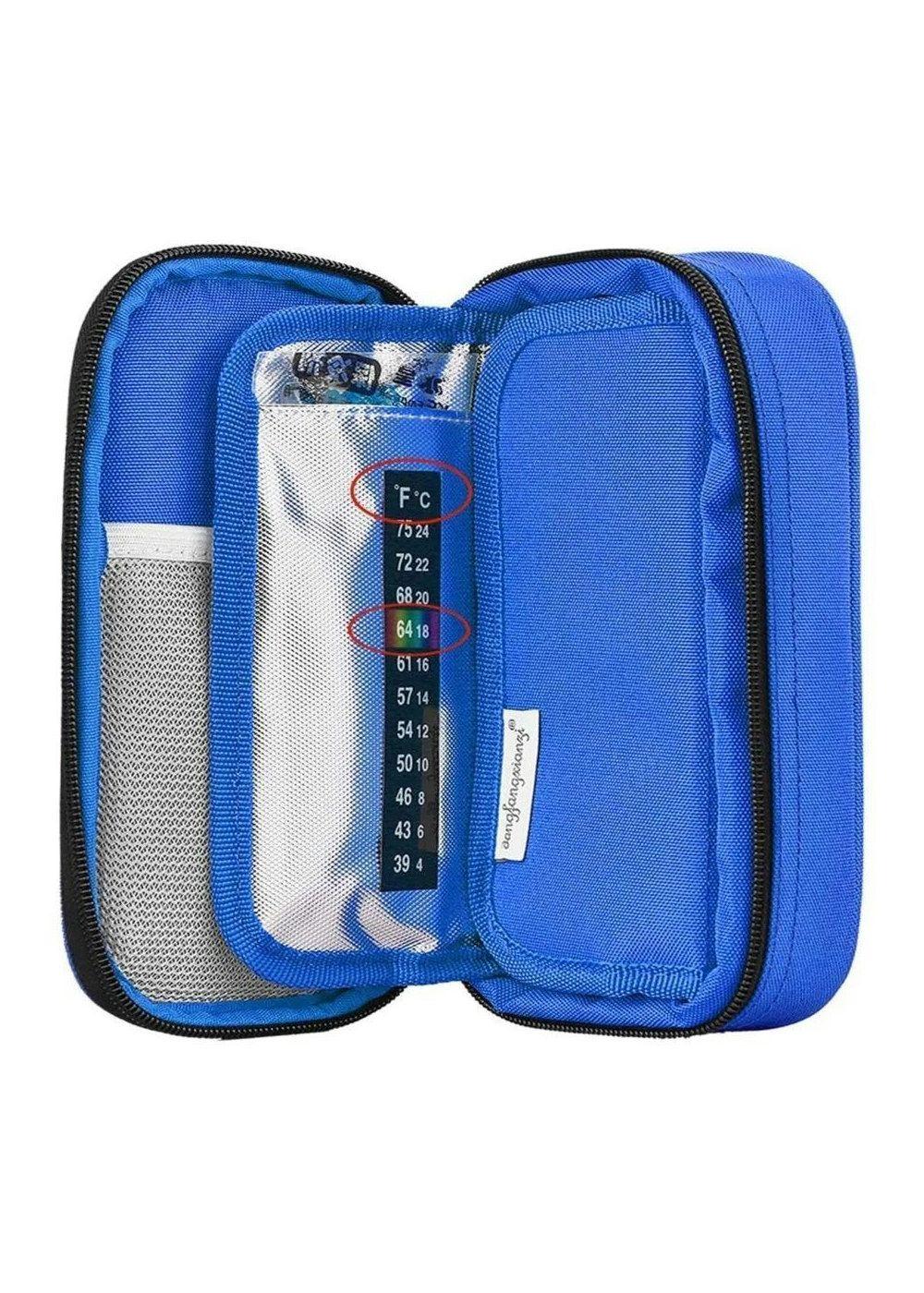 Bolso Portátil Estuche Para Viaje Porta Para Insulina Tela Azul-6