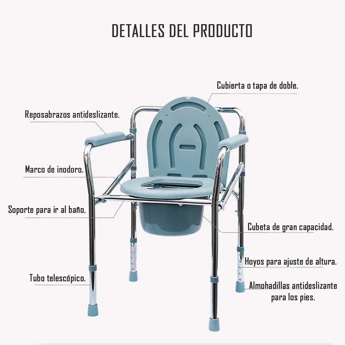 Baño Cromado Inodoro Portátil Plegable Regulable En Altura-3