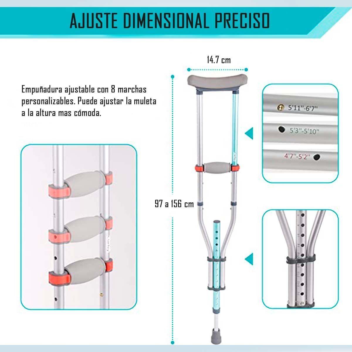 Par Muletas Ortopédicas Altura Regulable Plegables-2