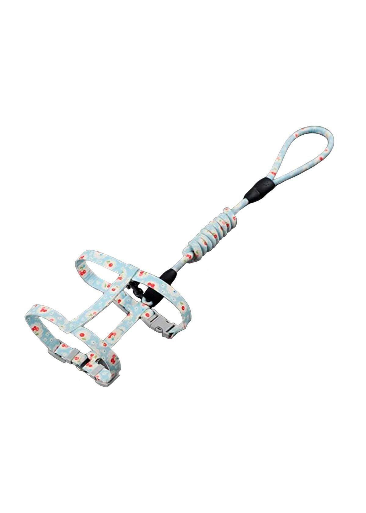 Arnes Ajustable Correa Mascotas Perros Gatos flores Celeste-0