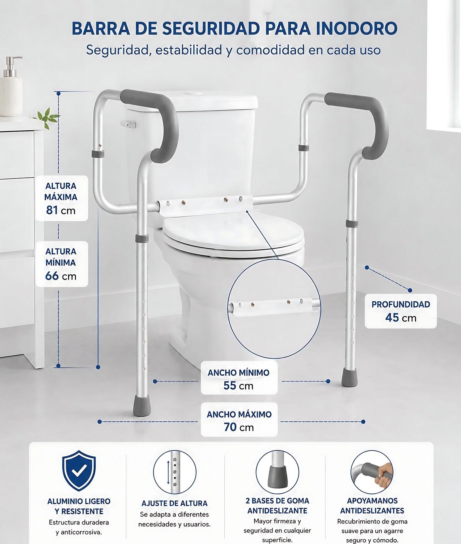 Barra De Apoyo Marco Seguridad Para Inodoro Baño Wc-1