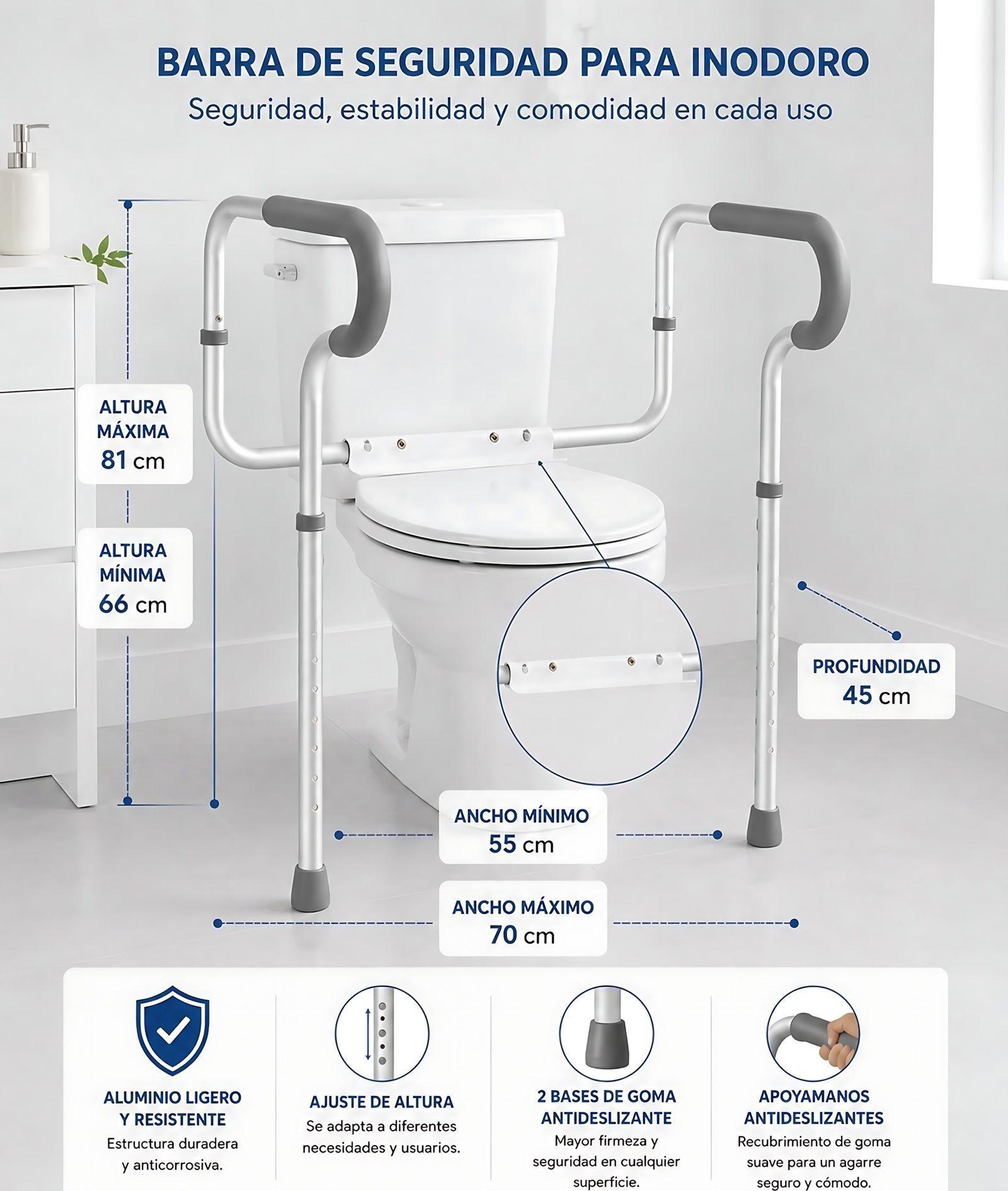 Barra De Apoyo Marco Seguridad Para Inodoro Baño Wc-1