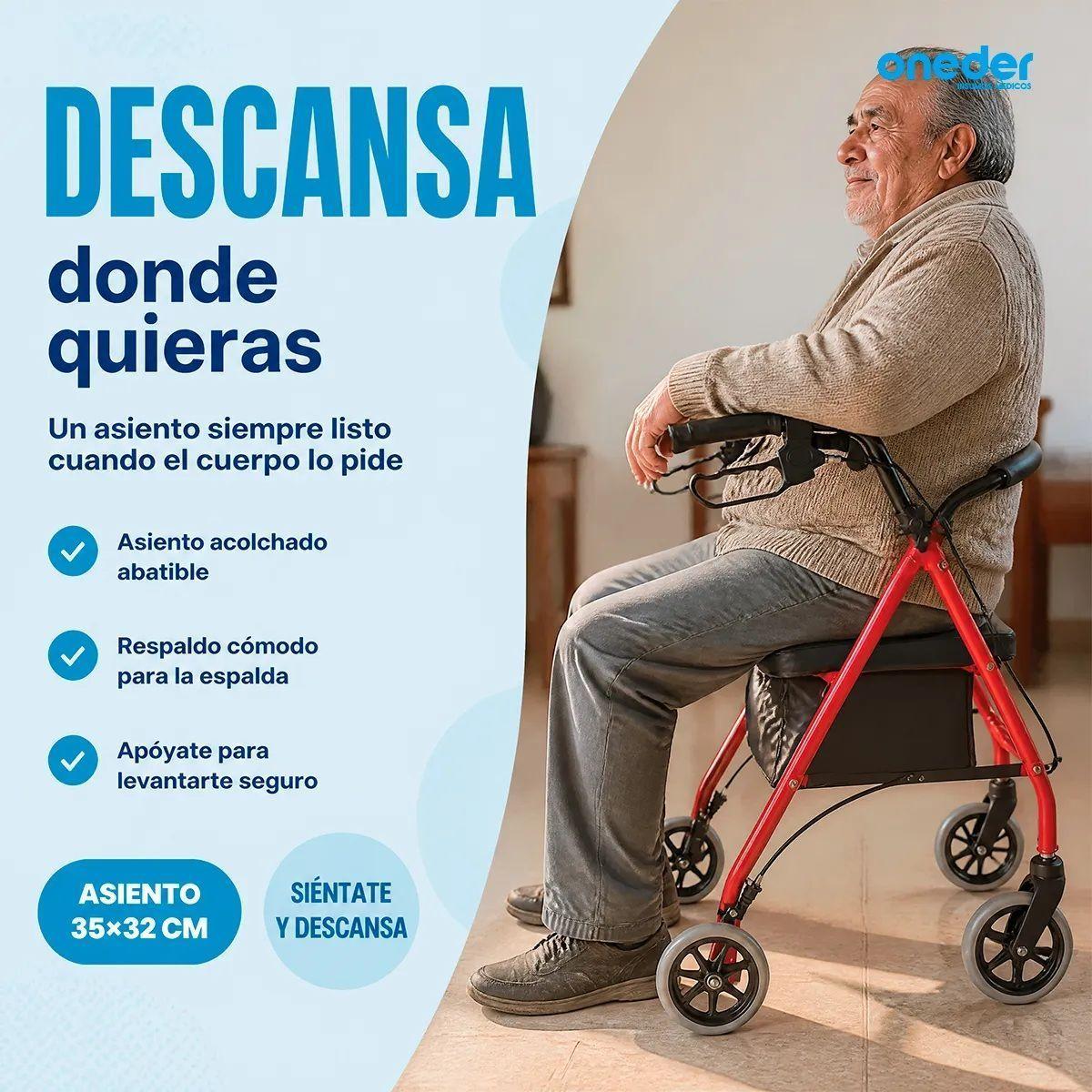 Andador Burrito 4 Ruedas Plegable Con Asiento Y Bolso-2