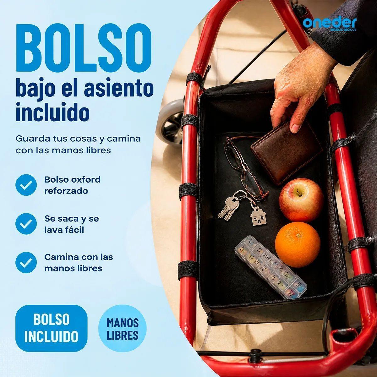 Andador Burrito 4 Ruedas Plegable Con Asiento Y Bolso-4