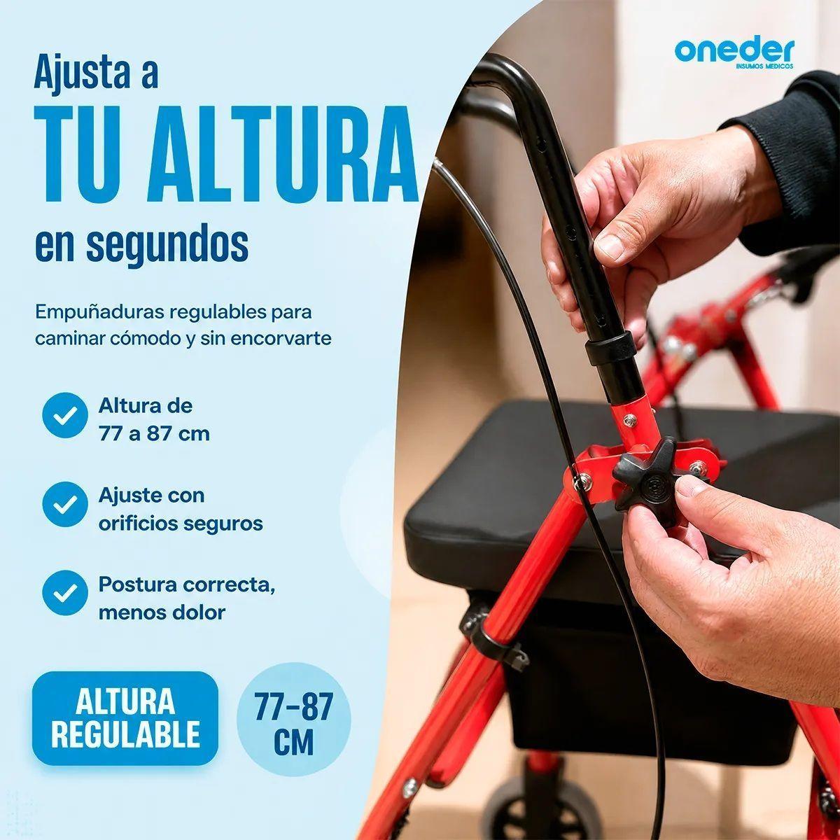 Andador Burrito 4 Ruedas Plegable Con Asiento Y Bolso-5