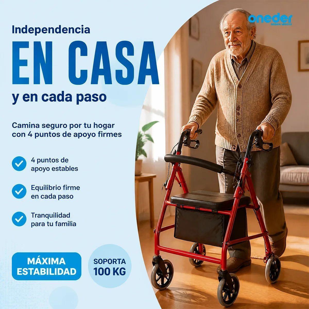 Andador Burrito 4 Ruedas Plegable Con Asiento Y Bolso-8