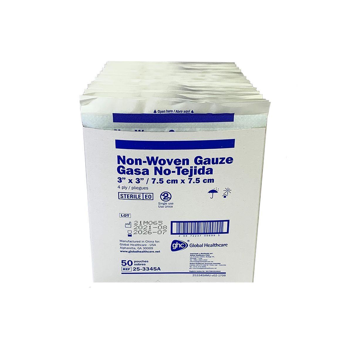 Gasa No Tejida Estéril, 7.5 X 7.5 Cm, Caja De 50 Sobres-1