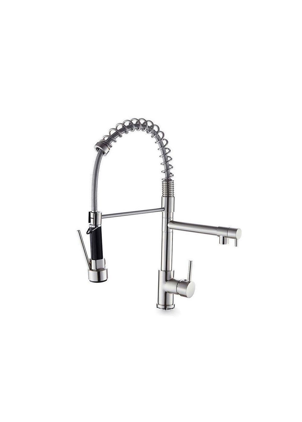 Llave Grifería Lavaplatos Doble Cuello Cisne Flexible Cocina Tap01 Plateado-0