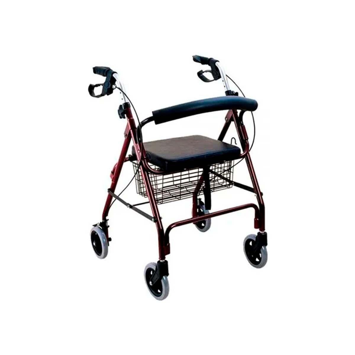 Andador Ortopédico Plegable 4 Ruedas Con Asiento Y Canasto-0