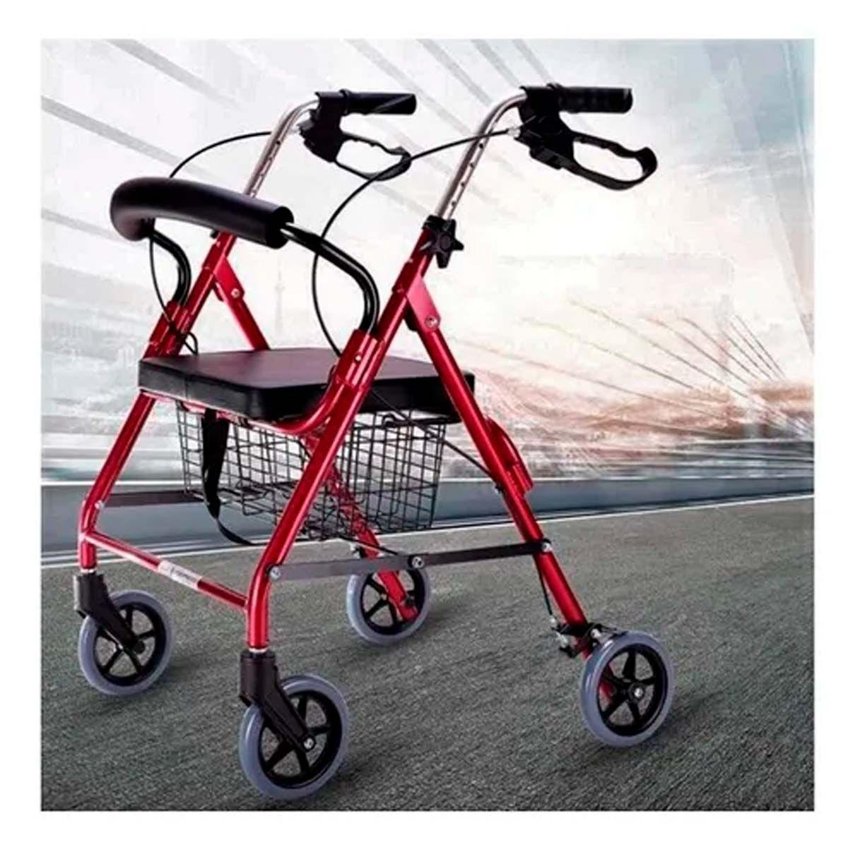 Andador Ortopédico Plegable 4 Ruedas Con Asiento Y Canasto-2