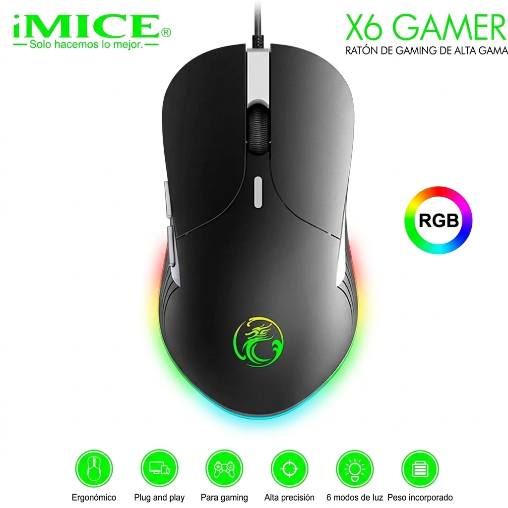 Mouse Gamer Premium Imice X6 6400 Dpi Retroiluminado-2