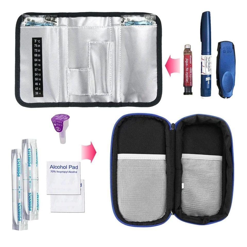 Bolso Cooler Estuche Porta Para Insulina Para Viaje Portatil Tela Negro-4