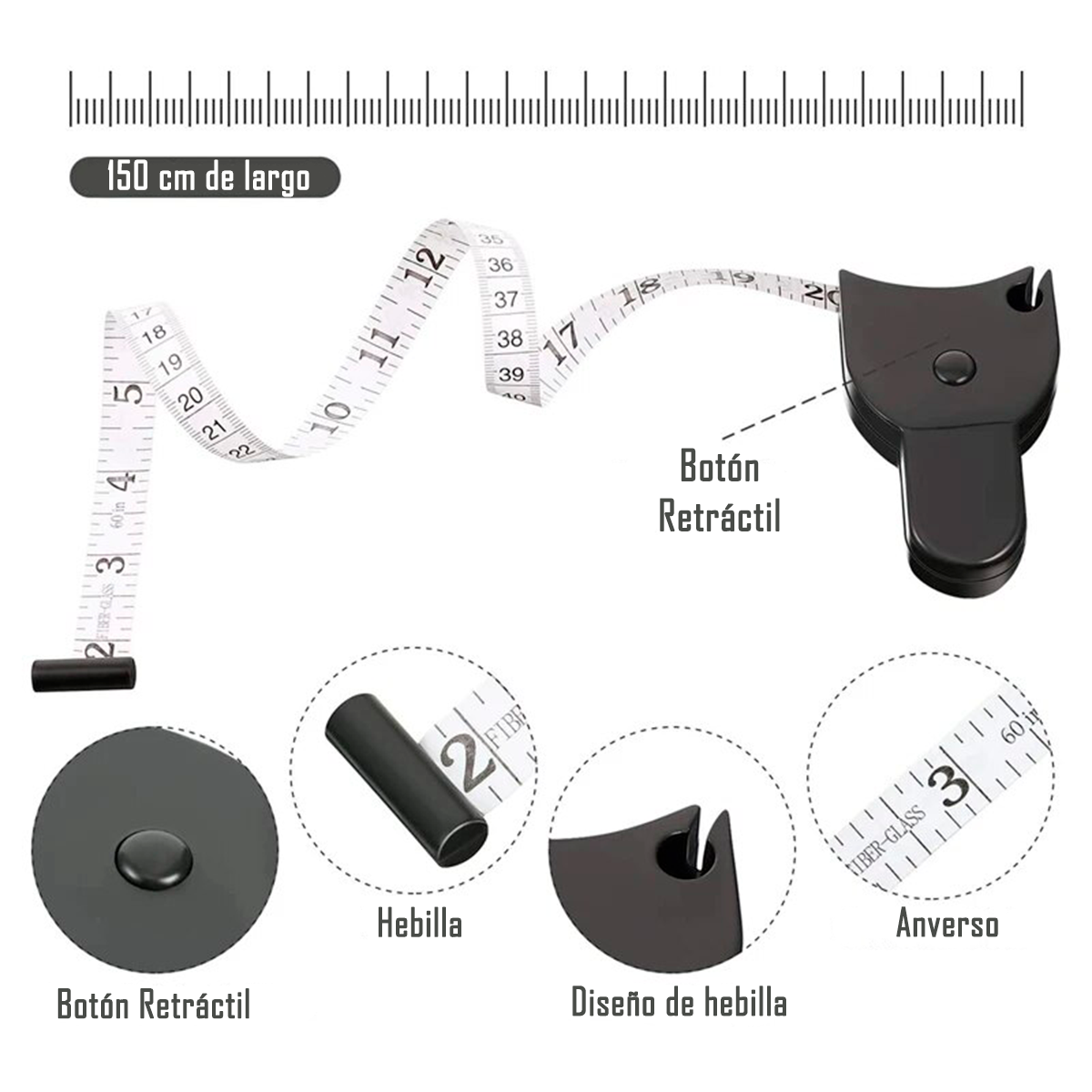 Cinta O Huincha Para Medir Perimetro Corporal Retractil-3