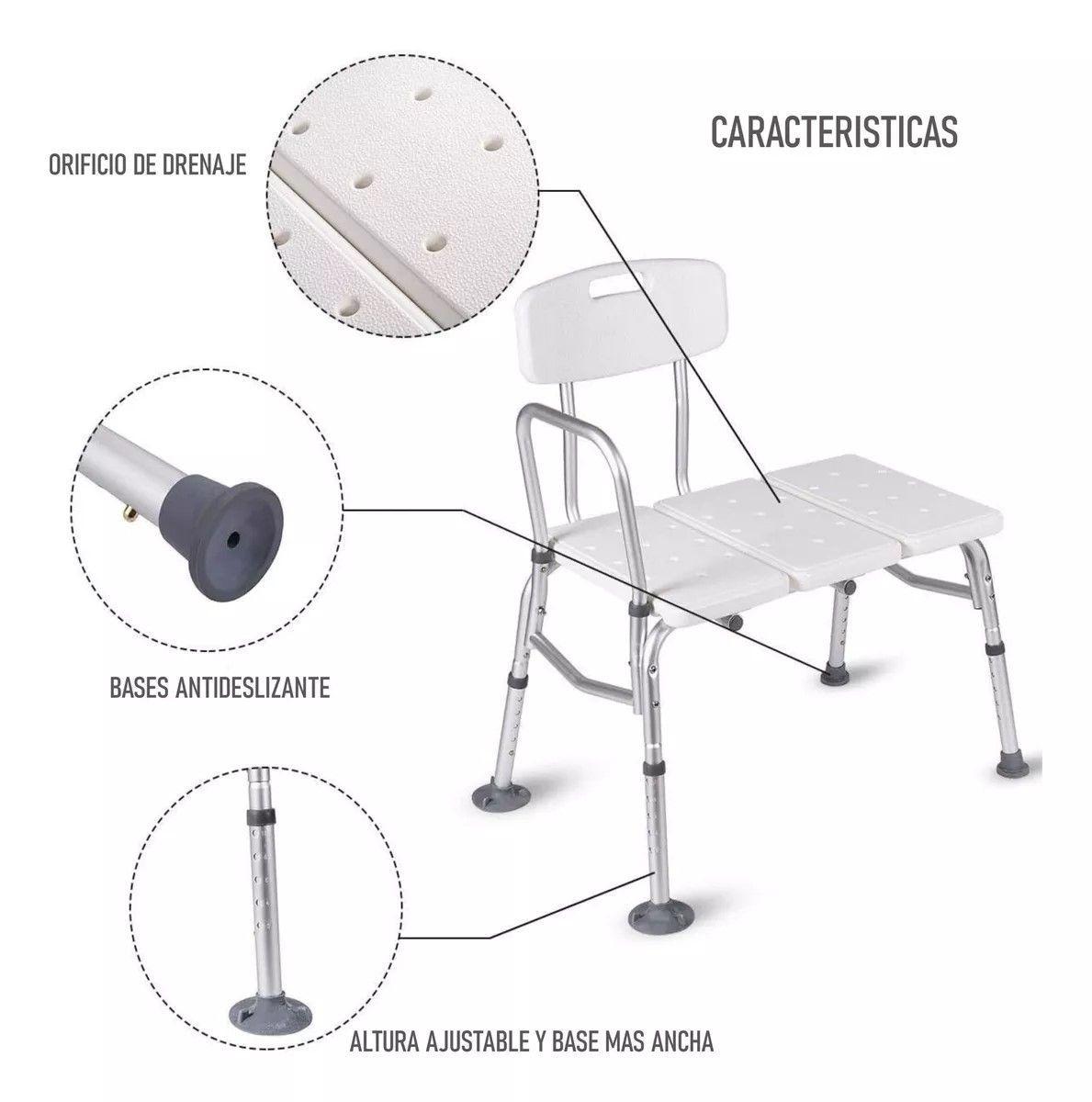 Silla Piso De Ducha Aluminio Para Transferencia Baño Tina-2