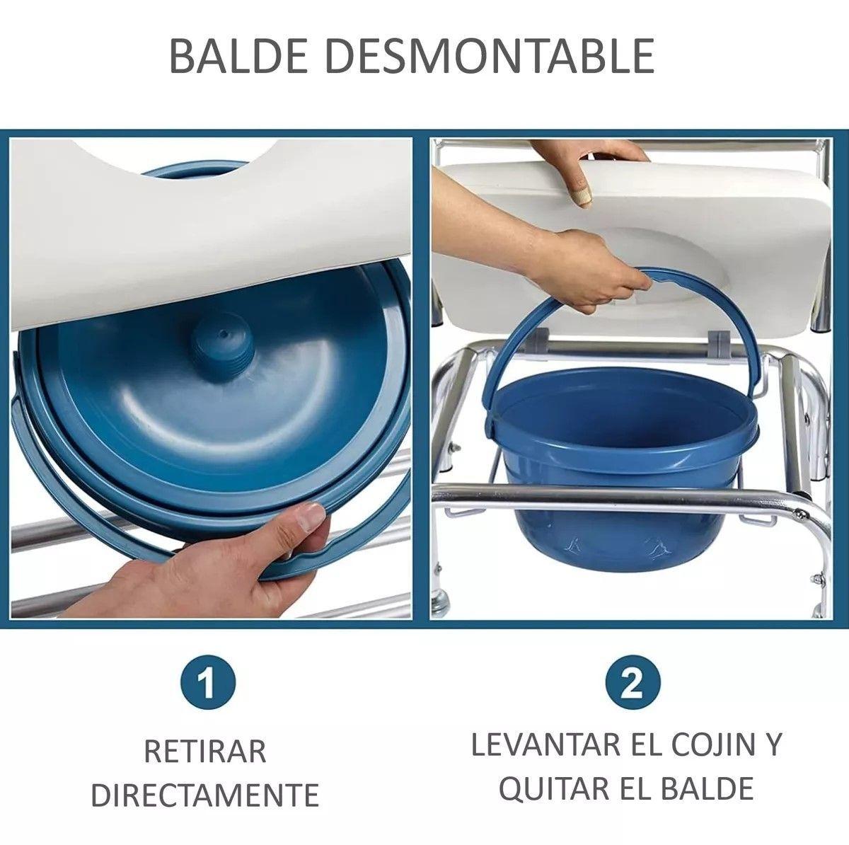 Baño Wc Portátil Con Ruedas Y Reposapies Incluye Balde-3